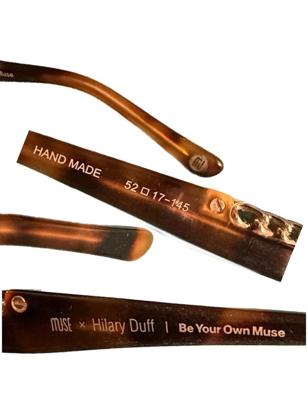 MUSE x Hilary Duff Brown Tortoise Shell Cat Eye Eyeglasses Embellished Temple - Picture 13 of 17